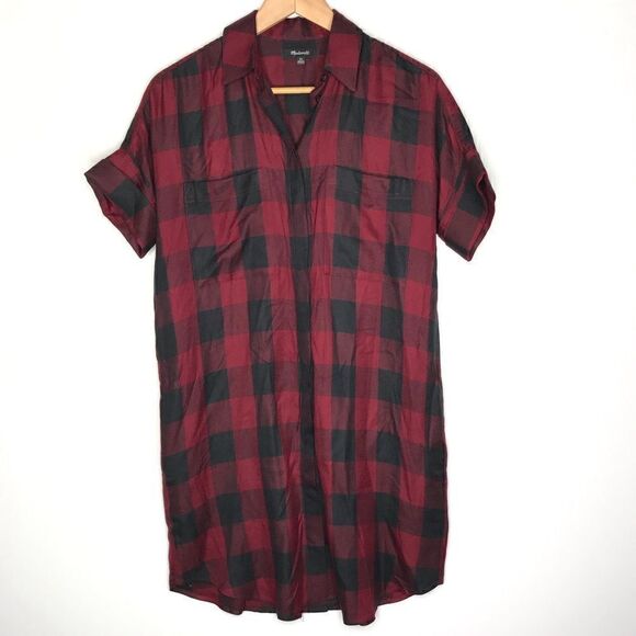 Madewell Shirt Dress Courier Buffalo Check Plaid - Picture 1 of 7